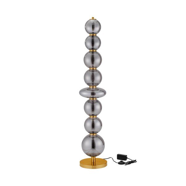 Lampada da terra LED grigia in metallo con paralume in vetro con intensità regolabile (altezza totale 140 cm) Navi – Nova Luce