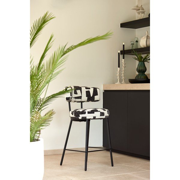 Sgabello da bar nero/color crema imbottito Harvie – Light & Living-image-1