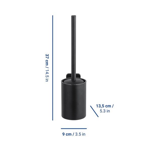 Scopino WC senza foratura nero opaco in acciaio inox con aggancio Turbo-loc Porto – Wenko-image-1