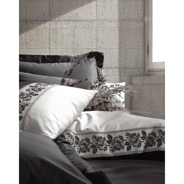 Biancheria da letto in cotone grigio con lenzuolo Cotton Box , 200 x 220 cm Rosinda - Mijolnir-image-2