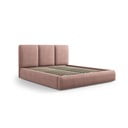 Letto matrimoniale imbottito rosa chiaro con contenitore con griglia 140x200 cm Brody - Mazzini Beds