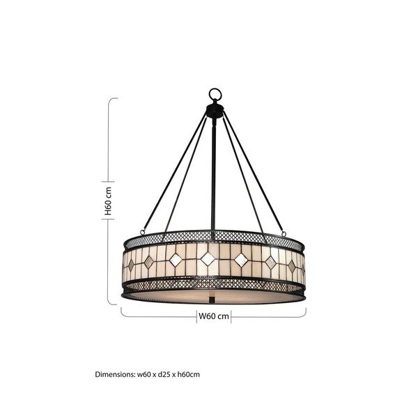 Lampadario in metallo con paralume in vetro ø 60 cm Waldorf – Premier Housewares-image-4