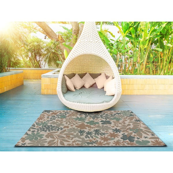 Tappeto da esterno beige-verde Floral, 155 x 230 cm Lucca - Universal-image-1