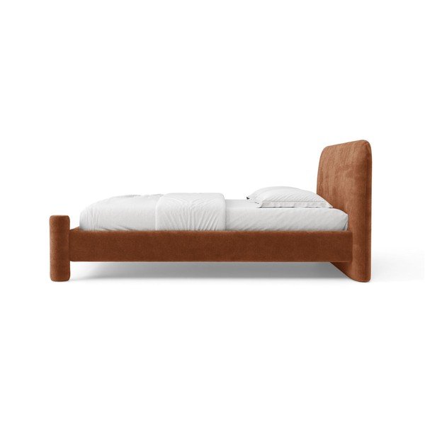 Letto matrimoniale imbottito color terracotta con rete inclusa 140x200 cm Vera – Micadoni -image-3