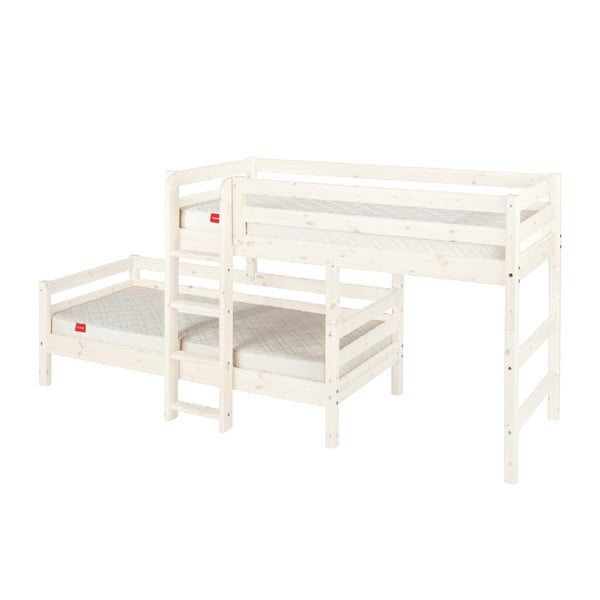 Letto a castello per bambini bianco in legno di pino , 90 x 200 cm Classic - Flexa