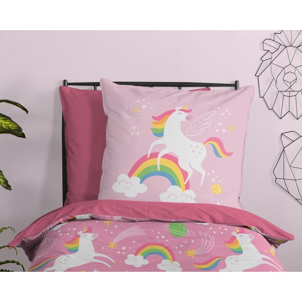 Set copripiumino e federa da bambini rosa in microfibra per letto singolo 140x200 cm – Good Morning-image-2