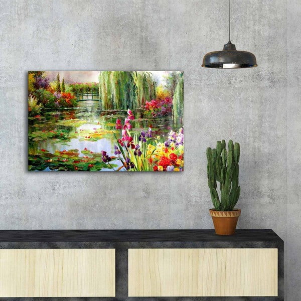 Pittura murale su tela Giardino impressionista, 70 x 45 cm Claude Monet - Colorful Water Lily Pond - Wallity-image-3