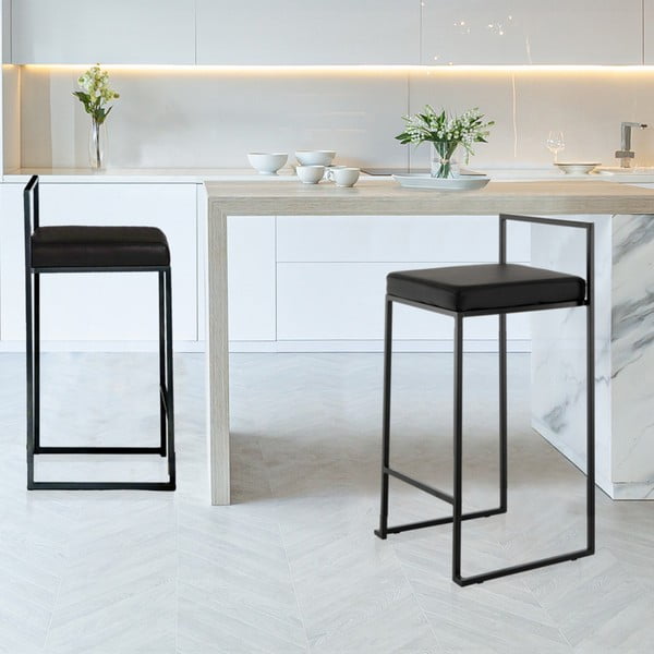 Sgabello da bar nero in similpelle (altezza della seduta 65 cm) Dodo – Tomasucci-image-1