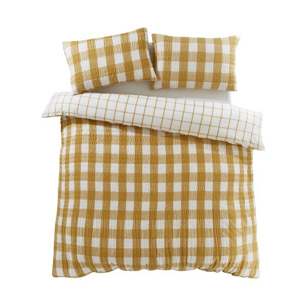 Biancheria da letto singola in flanella gialla 135x200 cm Gingham Check - Catherine Lansfield-image-2