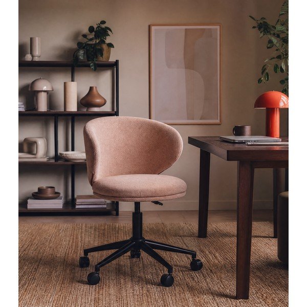 Sedia da ufficio rosa chiaro in imbottito Rush – Marckeric-image-3