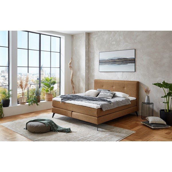Letto boxspring marrone 180x200 cm ANCONA – Meise Möbel-image-1