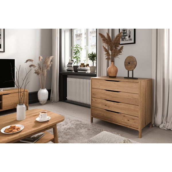 Cassettiera bassa in legno di quercia in colore naturale 95x80 cm Twig - The Beds-image-1