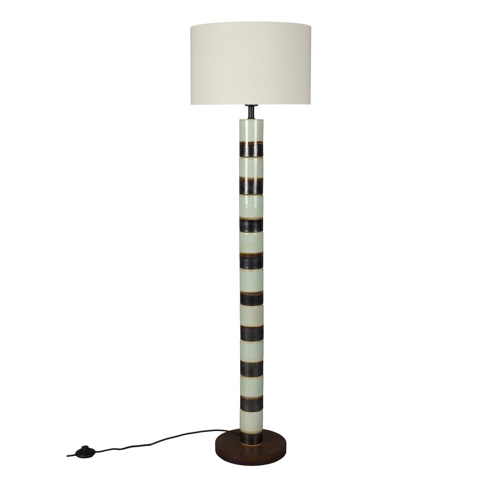Lampada da terra marrone scuro/color salvia con paralume in tessuto (altezza totale 143 cm) Vertigo – Dutchbone | Lampade da terra