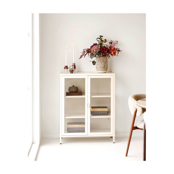 Vetrina color crema in acciaio 80x101x40 cm Brisbane – House Nordic-image-1