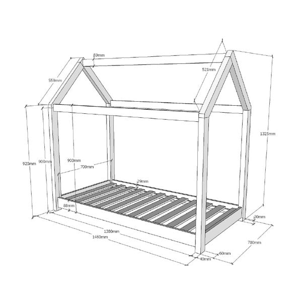 Letto per bambini , 70 x 140 cm Cabane - Vipack-image-3