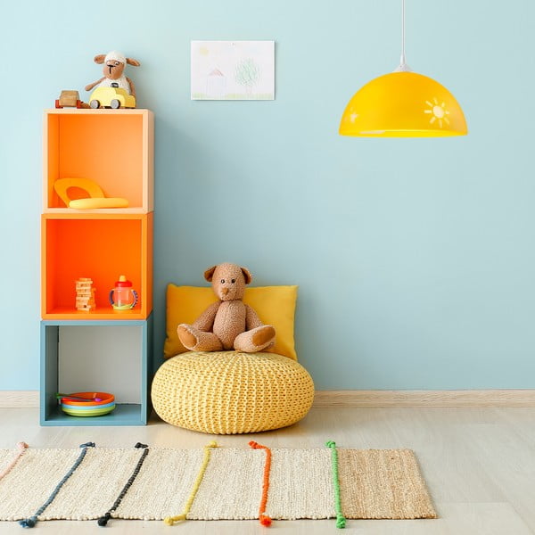 Apparecchio per bambini giallo ocra con paralume in vetro ø 30 cm Day & Night - LAMKUR-image-1