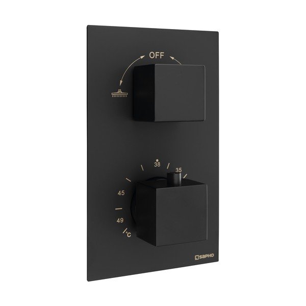 Rubinetto per doccia in nero opaco da incasso (con due uscite) Latus – Sapho-image-1