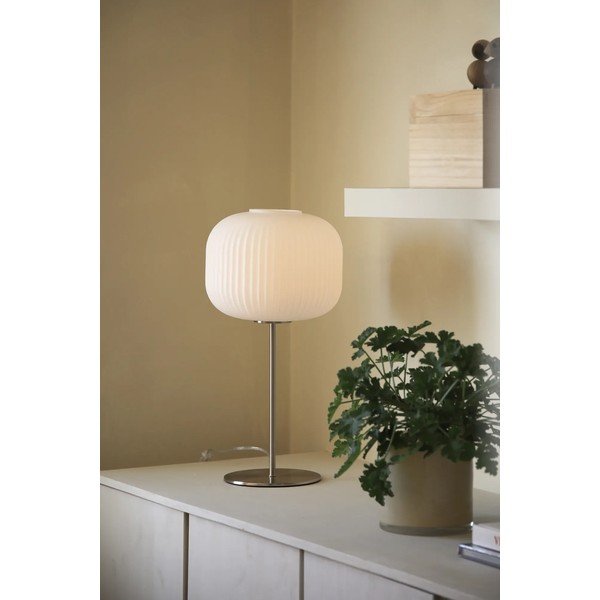Lampada da tavolo bianca/argentata con paralume in vetro (altezza totale 50 cm) Sober – Markslöjd-image-1