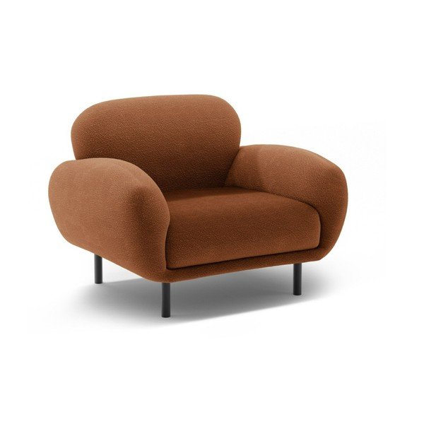 Poltrona color terracotta con rivestimento in bouclé Poppy – Micadoni 