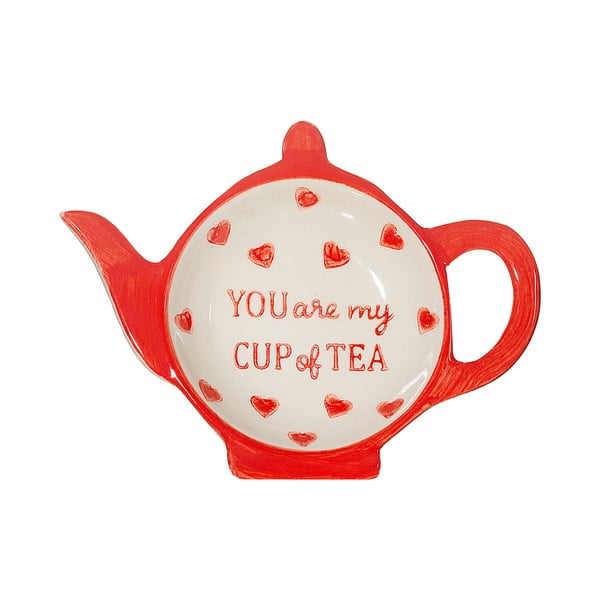 Ciotola in ceramica rossa e bianca per conservare le bustine di tè You are My Cup of Tea - Sass & Belle