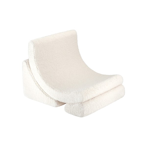 Poltrona per bambini color crema con rivestimento in bouclé Moon – Wigiwama