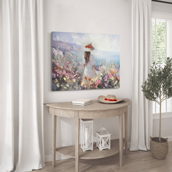 Quadro con elementi dipinti a mano 100x70 cm Amelia – Styler-image-1