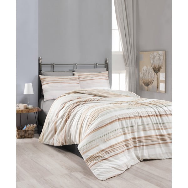 Biancheria da letto in cotone crema per letto singolo 140x200 cm - Mijolnir