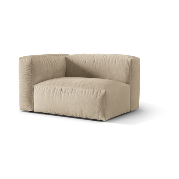 Parte divano componibile beige (con penisola a sinistra) con rivestimento in velluto Martina – Micadoni -image-1