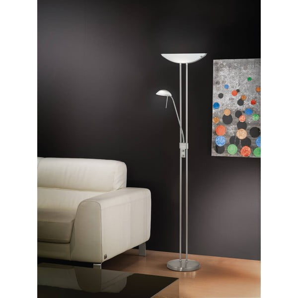 Lampada da terra in argento opaco con paralume in vetro (altezza totale 180 cm) BAYA – EGLO-image-2