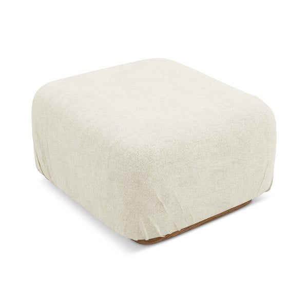Poggiapiedi componibile color crema con rivestimento in bouclé Ailani – Makamii-image-1