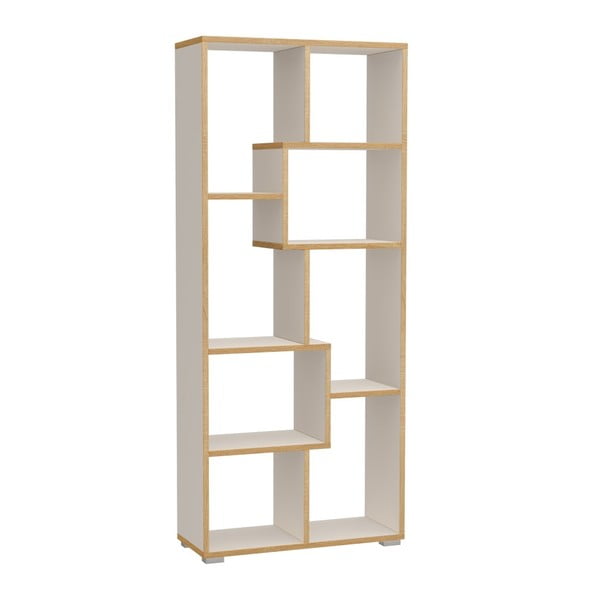 Libreria bianca con bordo in legno 69x160 cm Random Andrea - Tomasucci-image-1