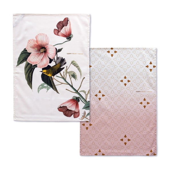 Set di 2 asciugamani in cotone 50x70 cm Blooming - Happy Friday