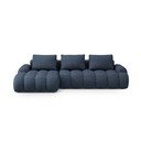 Divano angolare blu scuro allungabile/con contenitore (con penisola a sinistra/con chaise lounge) Linz – Cosmopolitan Design