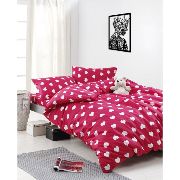 Biancheria da letto matrimoniale in cotone rosa esteso con lenzuolo e copriletto 240x260 cm Chole - Mijolnir-image-2