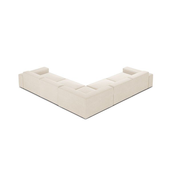 Divano angolare componibile color crema (a L) con rivestimento in velluto Jodie – Micadoni -image-1