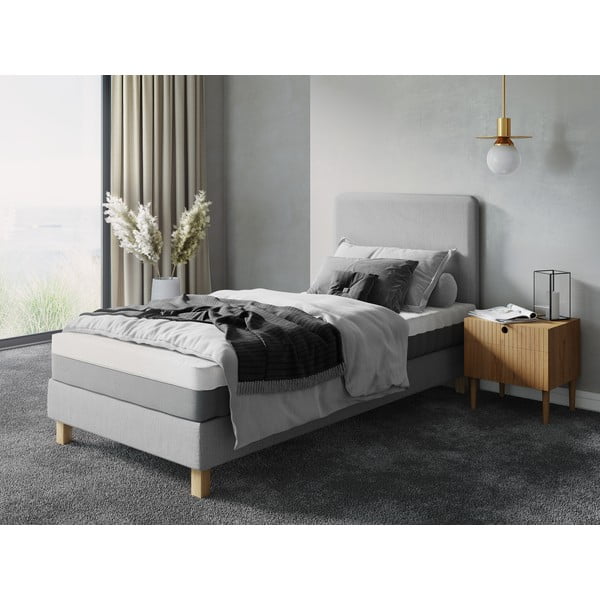 Letto singolo imbottito grigio chiaro con rete 90x200 cm - Cosmopolitan Design-image-4