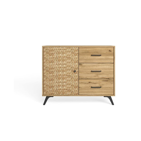 Cassettiera bassa in rovere naturale 92x81 cm Malaca - Marckeric