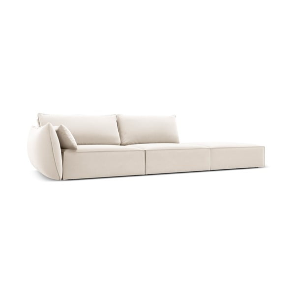 Divano beige con penisola a sinistra con rivestimento in velluto 264 cm Vanda – Mazzini Sofas-image-1