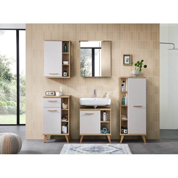 Mobile per bagno color crema e naturale con effetto rovere basso 50,5x89,5 cm Quickset 966 – Pelipal-image-4