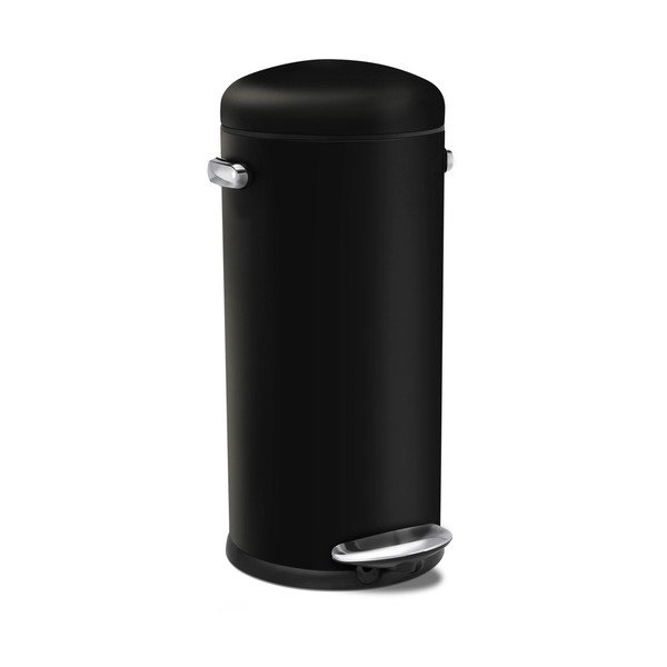Černý pedálový koš simplehuman Retro, 30 l