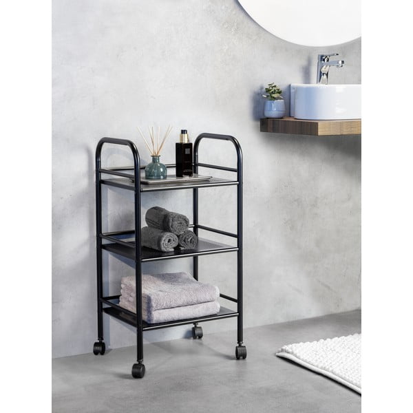Scaffale mobile in metallo nero 41x75 cm - Wenko-image-1