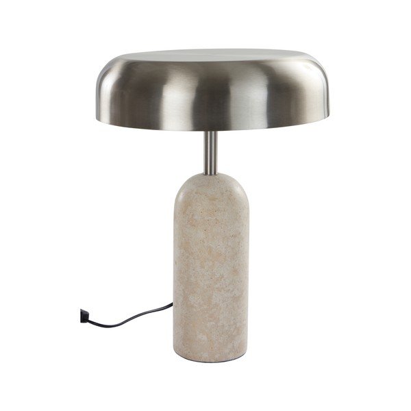 Lampada da tavolo argentata 
in travertino
 (altezza totale 46 cm) Ina – Jotex