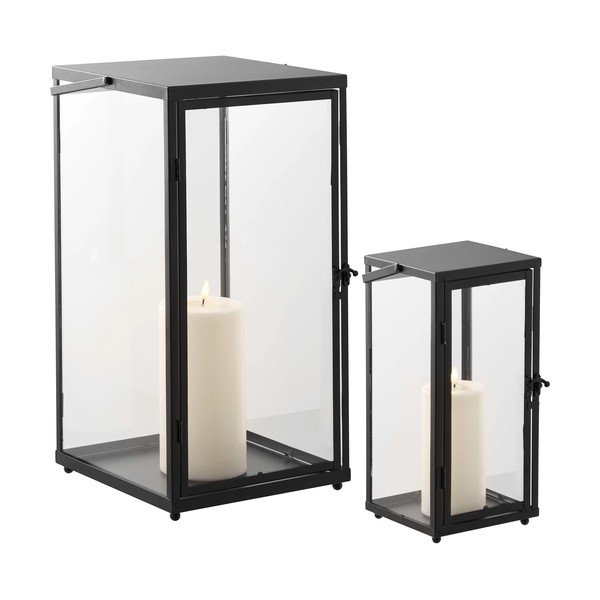 Lanterna in vetro 2 pz (altezza totale 50 cm) Ibra – House Nordic-image-3