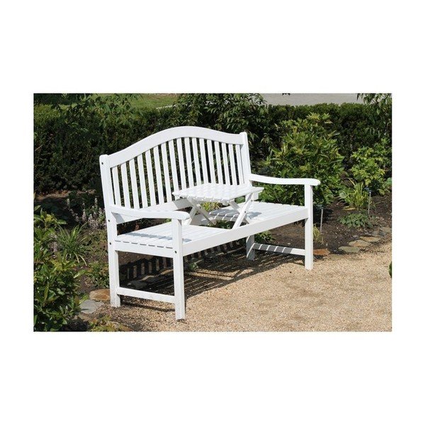 Panca da giardino con tavolo portaoggetti in legno di eucalipto ADDU Singapore - Garden Pleasure-image-1
