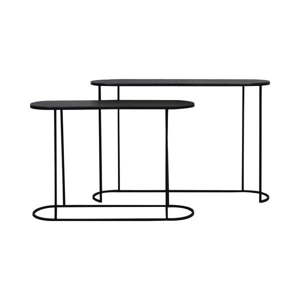 Tavolo consolle in metallo nero in set da 2 28x118 cm Bocov - Light & Living