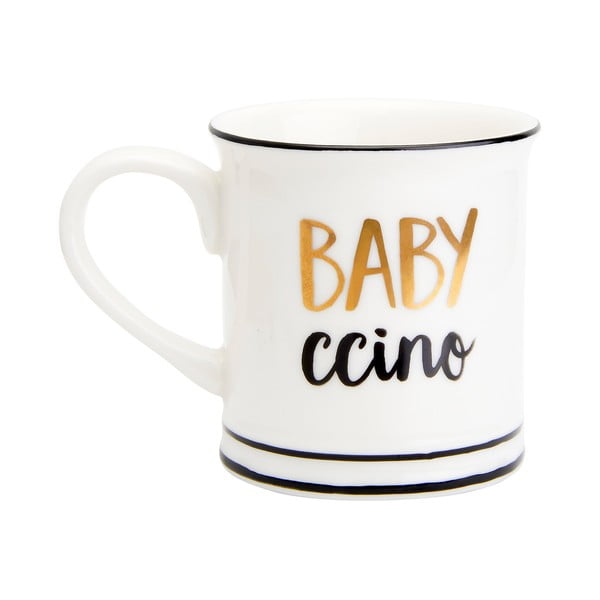 Tazza bianca con dettagli neri e oro Metallic , 100 ml Babyccino - Sass & Belle