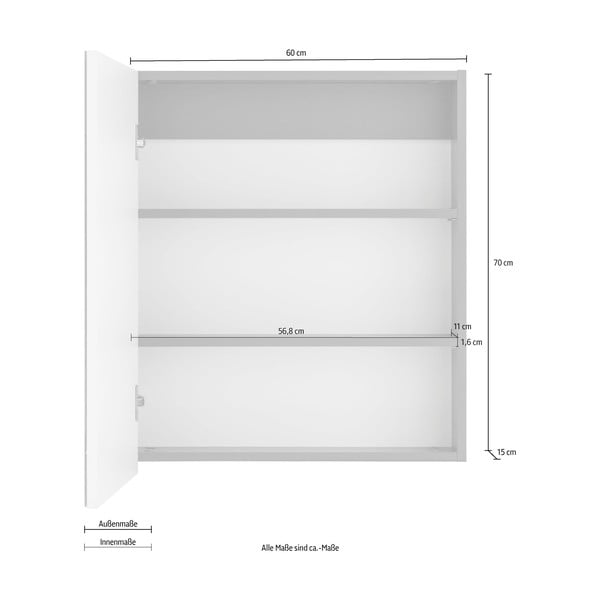 Mobile da bagno a parete grigio con specchio , 60 x 70 cm Wisla - Støraa-image-1