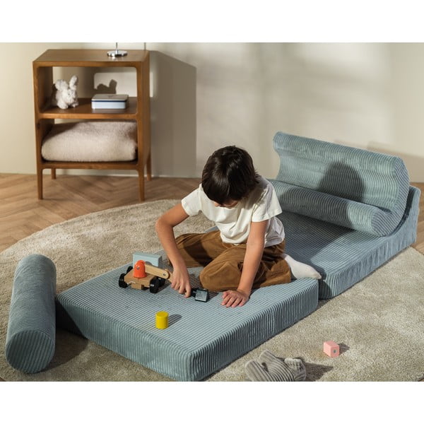 Poltrona per bambini color menta con rivestimento in velluto a coste Flipster – Wigiwama-image-1