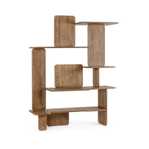 Libreria di colore naturale in acacia massiccia 180x220x50 cm Nayana – Bizzotto-image-1
