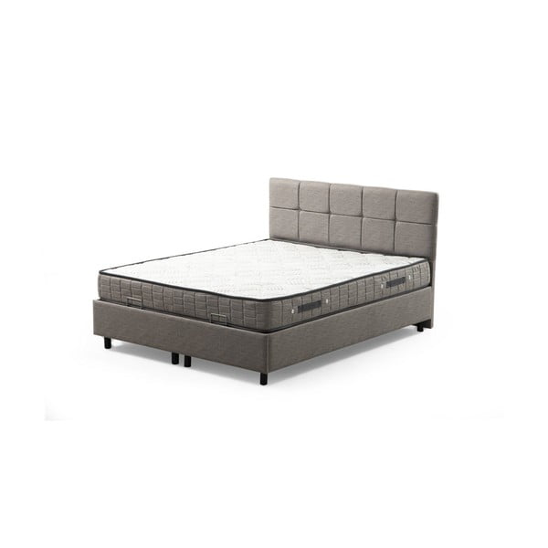 Letto matrimoniale in grigio chiaro imbottito con spazio contenitivo con rete inclusa 160x200 cm Vitalia – Kalune Design